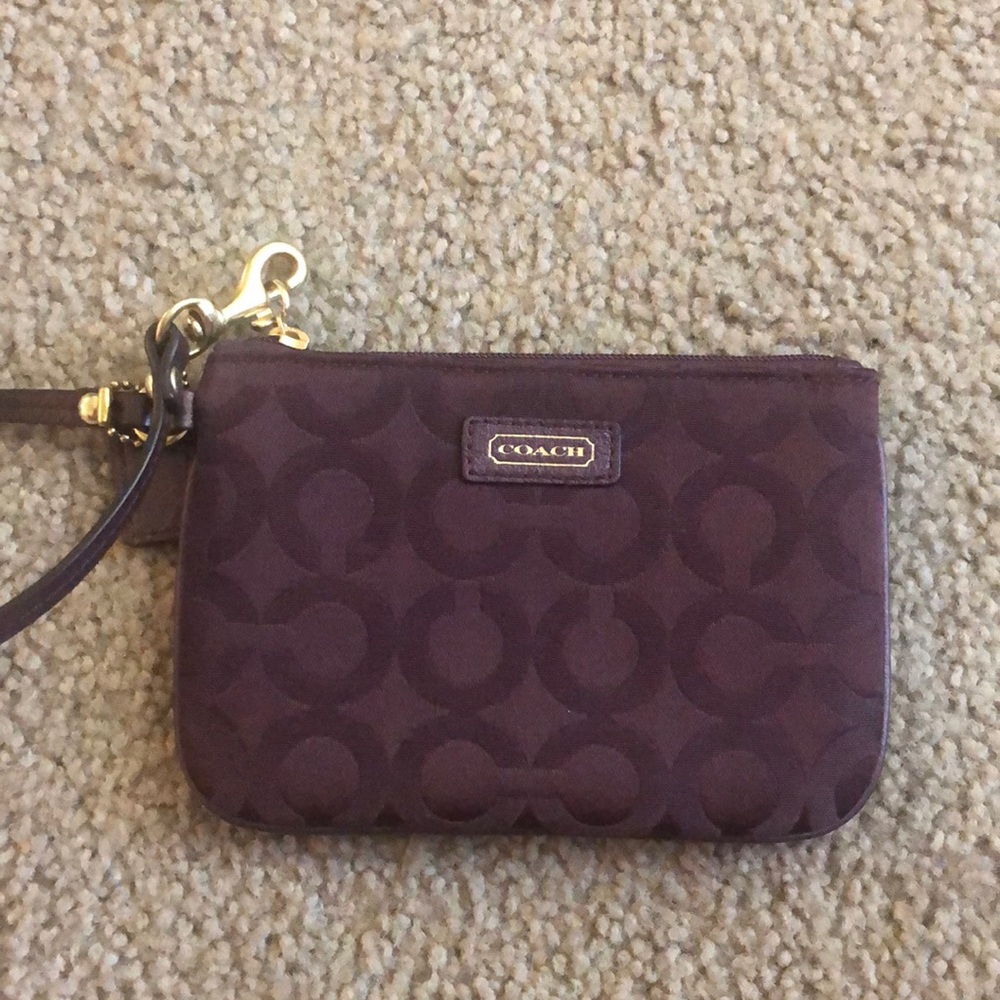 Coach wristlet in chocolate brown, new!